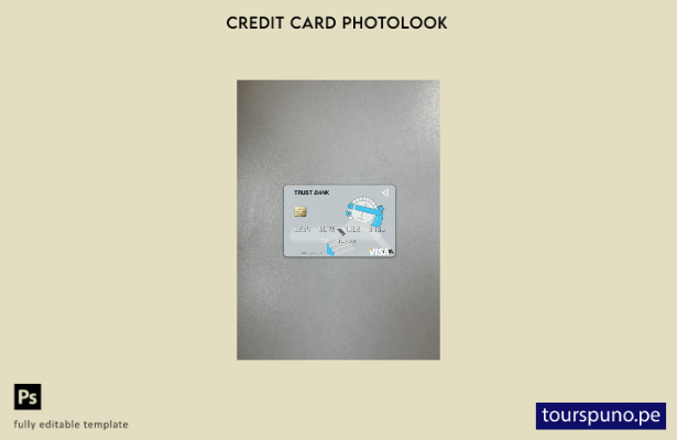 listo para imprimir Plantilla frontal de aspecto fotográfico de tarjeta visa d 5